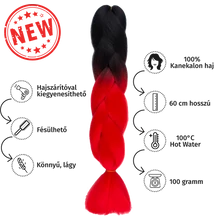 Afro ombre szintetikus 100% kanekalon haj bicolor #2 fekete-piros