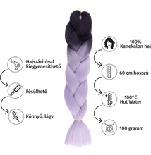 Afro ombre szintetikus 100% kanekalon haj bicolor #999 fekete-szürke