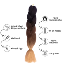 Afro ombre szintetikus 100% kanekalon haj tricolor #14 fekete-barna-karamell