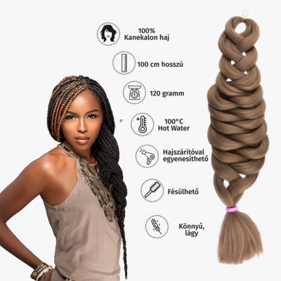 Afro szintetikus kanekalon haj 120g #18 világosbarna