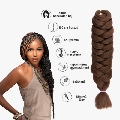 Afro szintetikus kanekalon haj 120g #8 középbarna