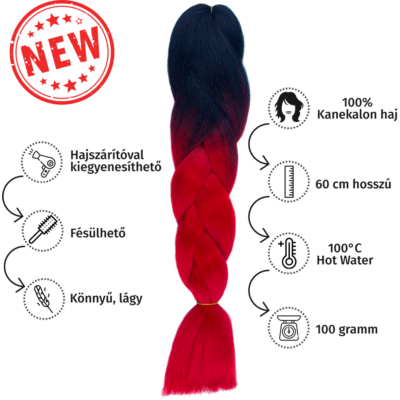 Afro ombre szintetikus 100% kanekalon haj bicolor #1 fekete-vörös