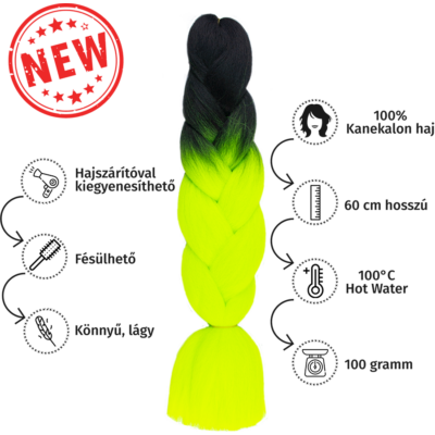 Afro ombre szintetikus 100% kanekalon haj bicolor #13 fekete-neon zöld