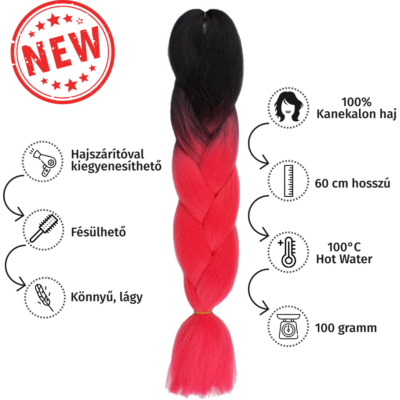 Afro ombre szintetikus 100% kanekalon haj bicolor #3 fekete-uv pink