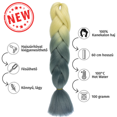 Afro ombre szintetikus 100% kanekalon haj bicolor #34 szőke-hamuszürke