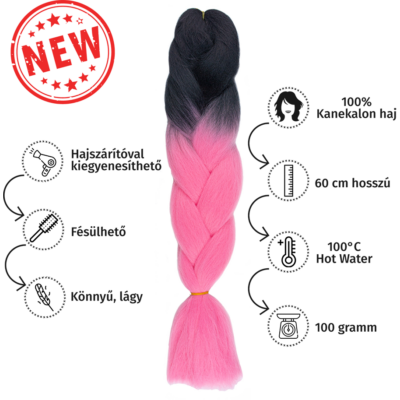 Afro ombre szintetikus 100% kanekalon haj bicolor #4 fekete-pink