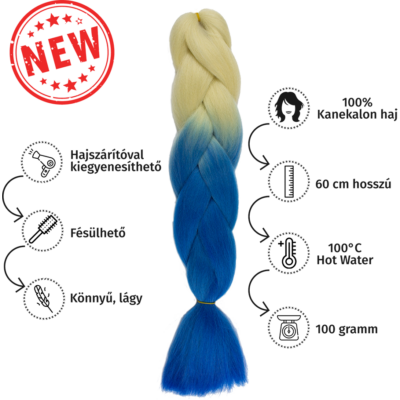 Afro ombre szintetikus 100% kanekalon haj bicolor #46 szőke-királykék