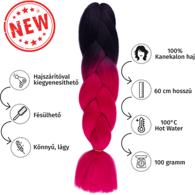 Afro ombre szintetikus 100% kanekalon haj bicolor #7 fekete-ciklámen