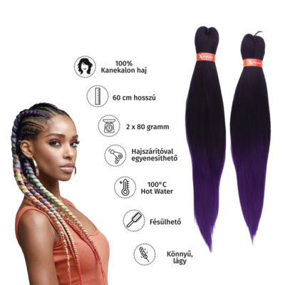 Afro ombre szintetikus 100% kanekalon haj 160g 60cm - T1B/Violet