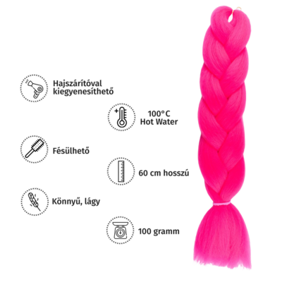 Afro szintetikus haj 60cm 100g, színe UV pink