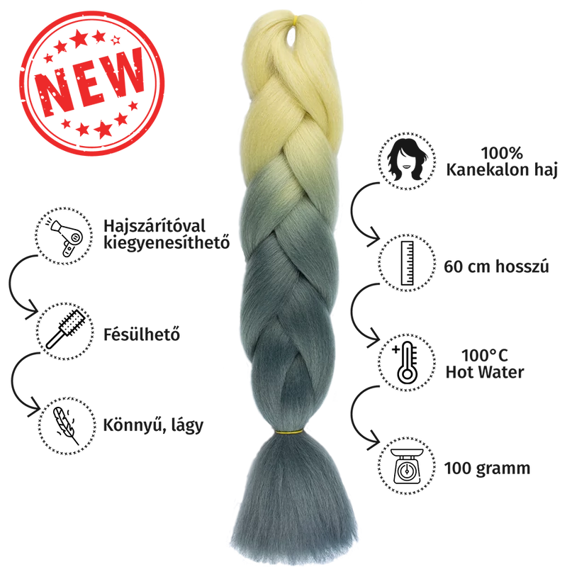 Afro ombre szintetikus 100% kanekalon haj bicolor #34 szőke-hamuszürke