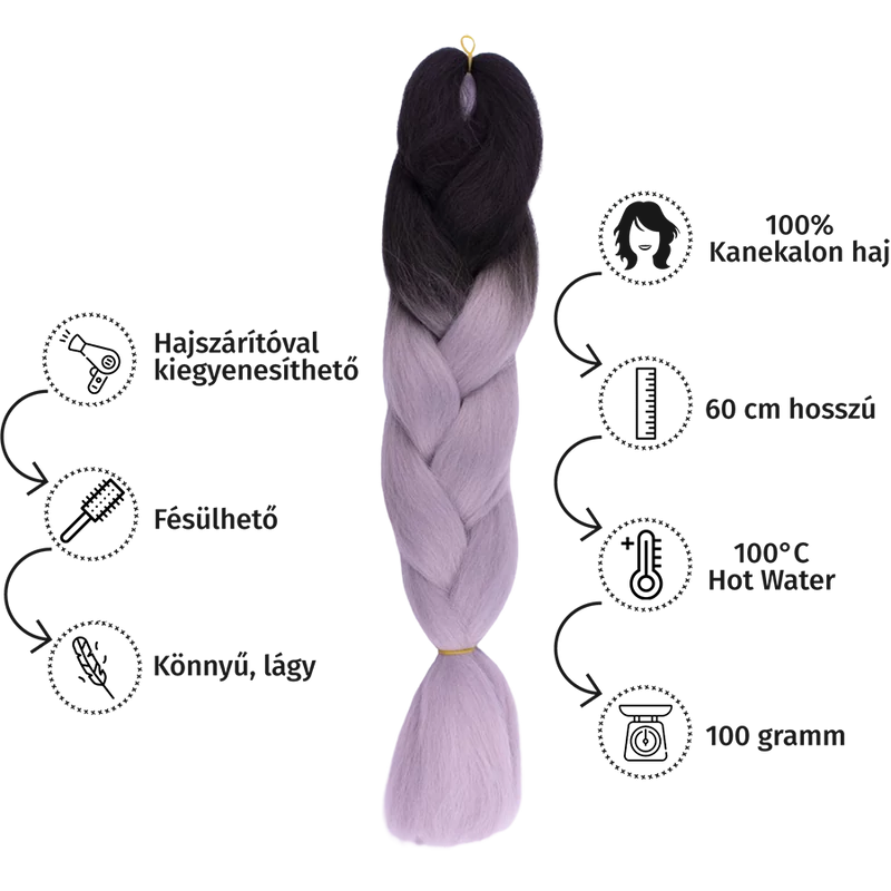 Afro ombre szintetikus 100% kanekalon haj bicolor #39 fekete-ezüst