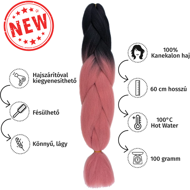 Afro ombre szintetikus 100% kanekalon haj bicolor #6 fekete-mályva