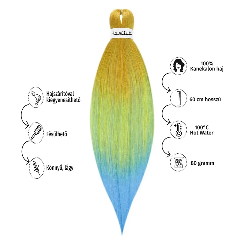 Afro ombre szintetikus 100% kanekalon haj 80g #22 sárga-világoskék Afro ombre szintetikus 100% kanekalon haj 80g #22 sárga-világoskék