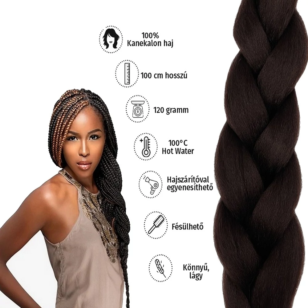 Afro szintetikus 100% kanekalon haj 120g #4 sötétbarna