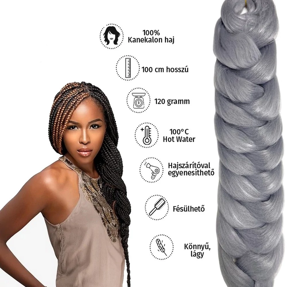 Afro szintetikus 100% kanekalon haj 120g #A40 ezüst