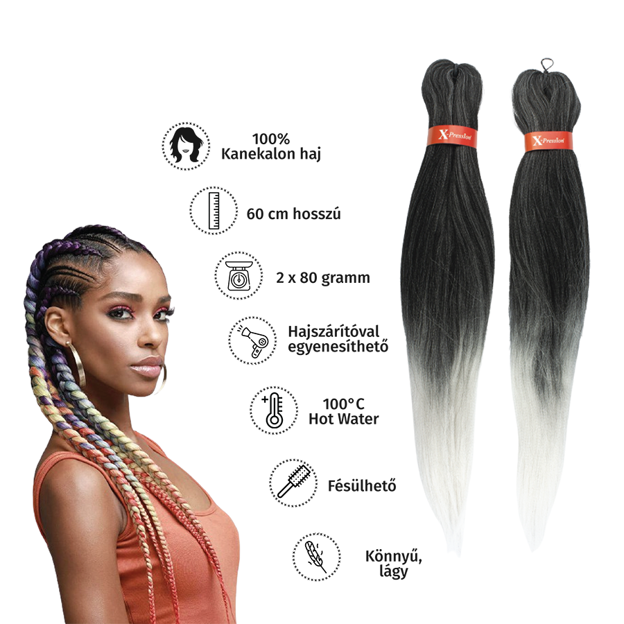 Afro ombre szintetikus 100% kanekalon haj 160g 60cm - T1B/60